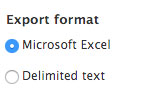 Export format list
