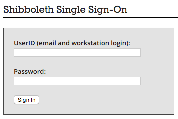 Shibboleth sign on page